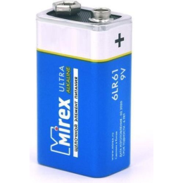 Батарейка Mirex 9V 6LR61 "Крона" Алкалайн в пленке 1 шт. 23702-6LR6-S1
