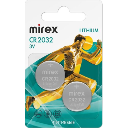 Батарейка Mirex CR2032 литиевая блистер 2 шт 23702-CR2032-E2