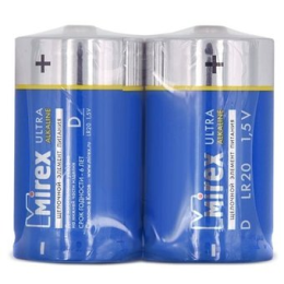 Батарейка Mirex LR20 D Алкалайн 2 шт 23702-LR20-S2