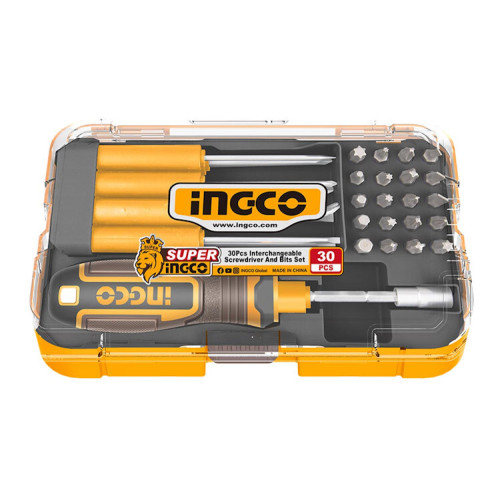 Отвертка со сменными стержнями 30 в 1 SUPER INGCO AKISD3001
