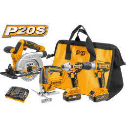 Набор аккумуляторного инструмента 4 шт. Li-Ion 20 В INGCO CKLI2010