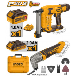 Набор нейлер и реноватор 20в 2хАКБ и ЗУ кейс SUPER INGCO COSLI24021 INDUSTRIAL