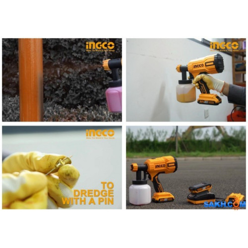 Аккумуляторный краскопульт 20В INGCO CSGLI2001