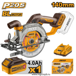 Аккумуляторная циркулярная пила BL 20B 140мм. 1хАКБ 4Ач и ЗУ SUPER INGCO CSLI14021 INDUSTRIAL