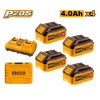 Комплект аккумуляторов P20S 4х4Ач и ЗУ 2Ах2А SUPER INGCO FBCLI20244 INDUSTRIAL