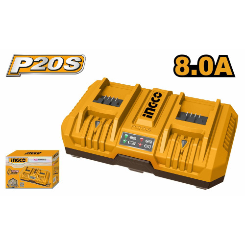 Двойное зарядное устройство 2х20B 4A+4А INGCO FCLI2082 INDUSTRIAL