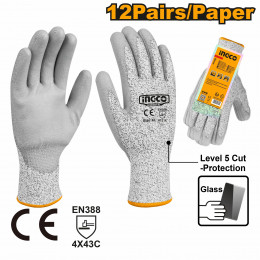 Перчатки полиуретановые для защиты от порезов XL SUPER INGCO HGCG02-XL INDUSTRIAL