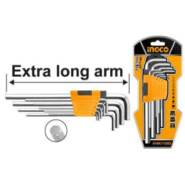 Набор шестигранников HEX 1.5-10мм Extra Long INGCO HHK11092 INDUSTRIAL