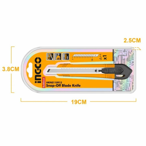 Нож канцелярский 9х135 мм INGCO HKNS110915 SUPER SELECT