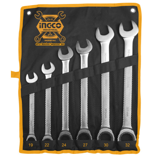 Набор комбинированных ключей с трещоткой 6 шт. INGCO HKSPAR1061 INDUSTRIAL