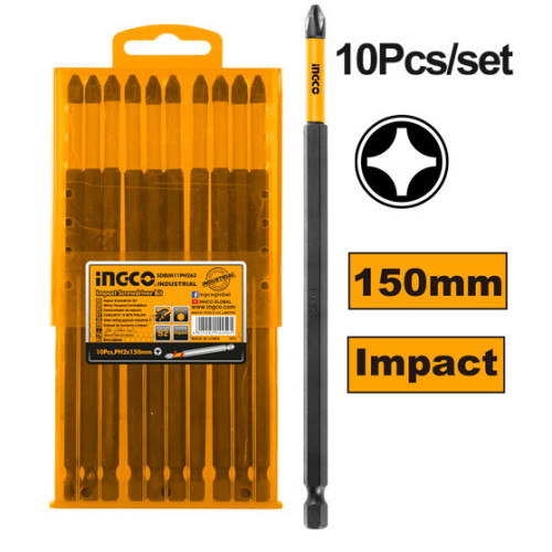 Биты ударные IMPACT РН2х150мм 10 шт. INGCO SDBIM11PH263 INDUSTRIAL