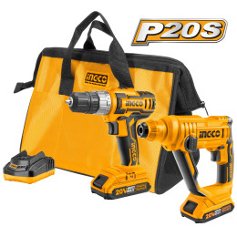 Набор аккумуляторных инструментов 20В Li-Ion INGCO CKLI2008