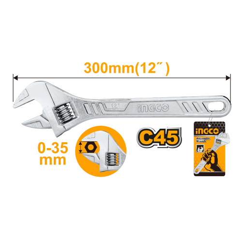 Разводной ключ 300х35 мм INGCO HADW131122