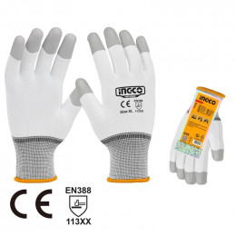 Перчатки XL с полиуретановым покрытием на кончиках пальцев INGCO HGPUG02