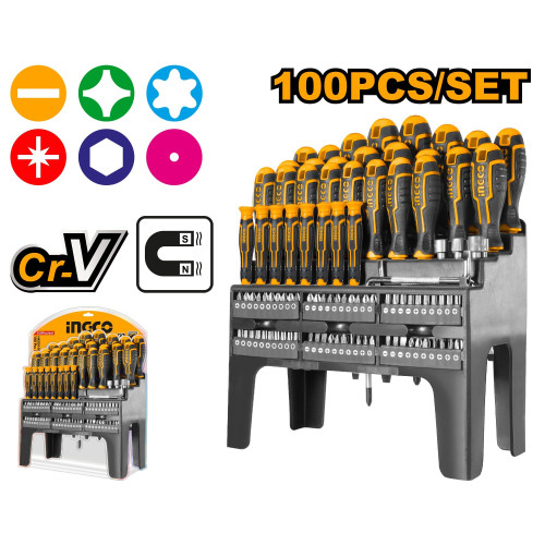 Набор отверток и бит 40+60 шт INGCO HKSD10028 INDUSTRIAL