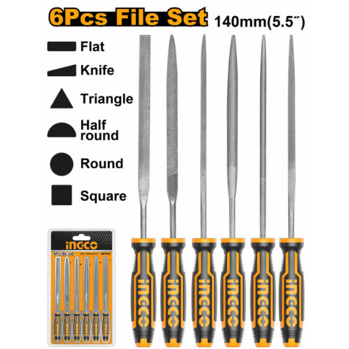 Набор надфилей 140 мм, 6 шт INGCO HKTF63