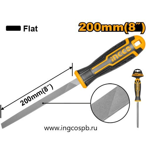 Напильник плоский 200 мм INGCO HSFF088P INDUSTRIAL