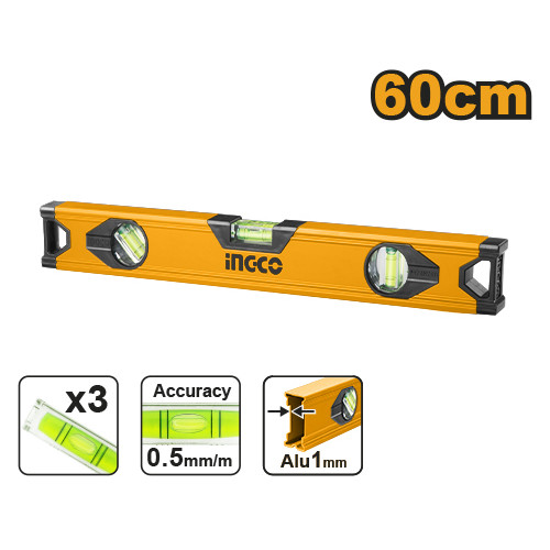 Строительный алюминиевый уровень 60 см INGCO HSL18060