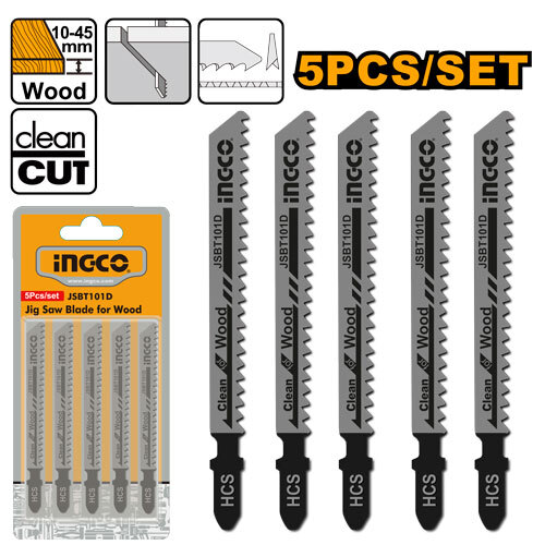 Набор пильных полотен по дереву 5шт.  74мм-HCS-6TPI INGCO JSBT101D
