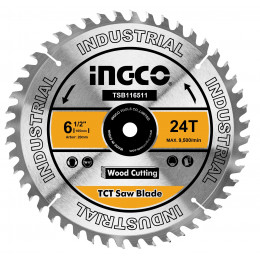 Диск пильный по дереву TCT 165х20 мм 24Т INGCO TSB116511 INDUSTRIAL