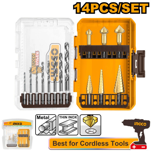 Набор сверл по металлу HEX 14 шт. HSS INGCO AKDL61401 INDUSTRIAL