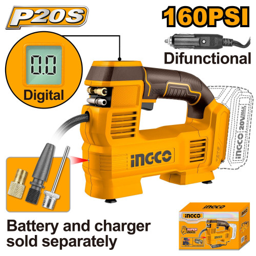 Автомобильный аккумуляторный компрессор 20В без АКБ и ЗУ SUPER INGCO CACLI2012