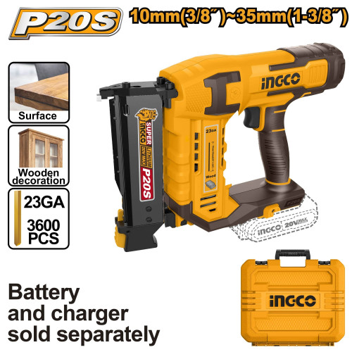 Аккумуляторный нейлер 20В Gа23 10-35мм SUPER INGCO CBNLI3603