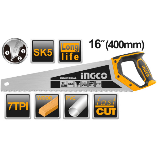 Ножовка по дереву 400 мм INGCO HHAS28400 INDUSTRIAL