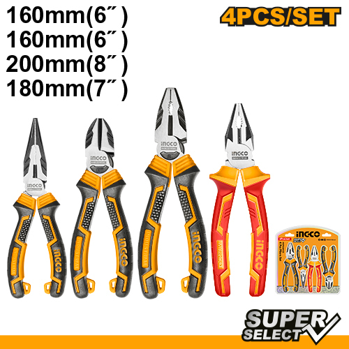 Набор шарнирно-губцевого инструмента 4 пред. INGCO HKPS28458 INDUSTRIAL