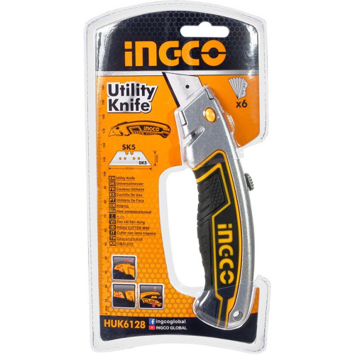 Нож универсальный 170 мм в ком. 6 лезвий INGCO HUK6128