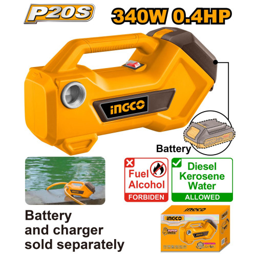 Аккумуляторный водяной насос 20В без АКБ и ЗУ SUPER INGCO TPLI2001