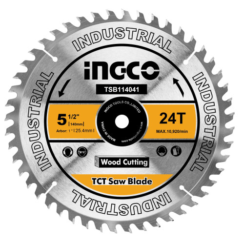 Диск пильный по дереву TCT 140х25.4 мм 24Т INGCO TSB114041 INDUSTRIAL