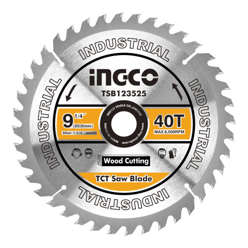 Диск пильный по дереву TCT 235х30 мм 40Т INGCO TSB123525 INDUSTRIAL
