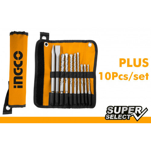 Набор буров и зубил  SDS Plus 10 шт INGCO AKD2101 INDUSTRIAL