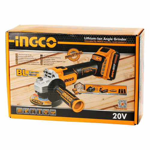 Аккумуляторная угловая шлифмашина 115мм INGCO CAGLI201158 INDUSTRIAL