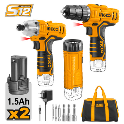 Набор аккумуляторного инструмента 12В 3 шт INGCO CKLI1203