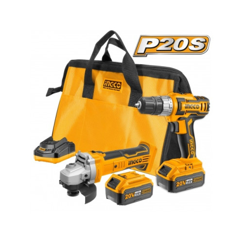 Набор Шуруповерт 20В 45Нм и УШМ 115 мм 20В INGCO CKLI2009 INDUSTRIAL