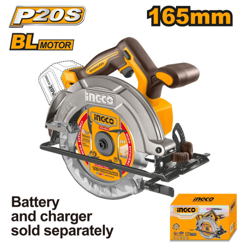 Аккумуляторная циркулярная пила BL 20B 165мм. без АКБ и ЗУ SUPER INGCO CSLI1652 INDUSTRIAL