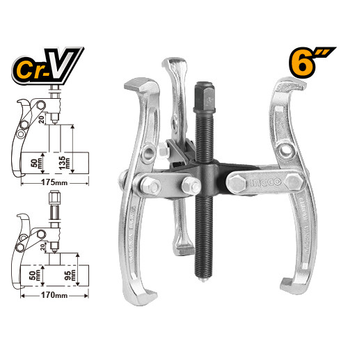 Съемник с тремя захватами 150мм INGCO HGP08036 INDUSTRIAL