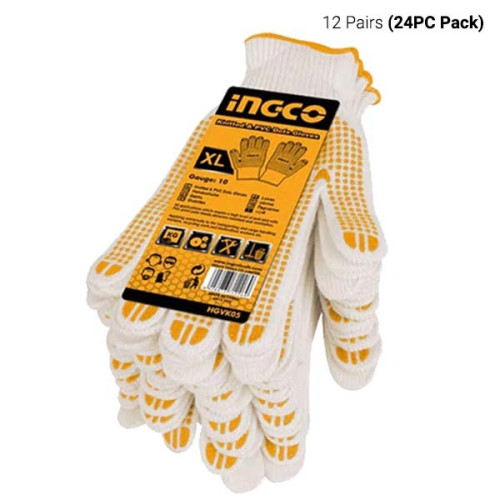 Перчатки с ПВХ точкой  (XL) INGCO HGVK05