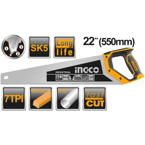 Ножовка по дереву 550 мм INGCO HHAS28550 INDUSTRIAL
