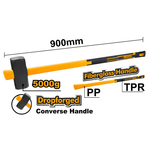 Кувалда с фибергласовой ручкой 5 кг INGCO HSTH03058D