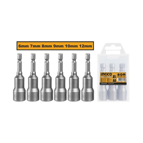 Набор бит с торцевыми головками магнитные 6-12х65 мм. 6 шт. INGCO AMN65061 INDUSTRIAL