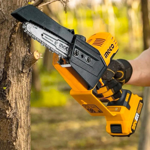 Цепная аккумуляторная мини пила 20В, 2 АКБ 2Ач, и ЗУ INGCO CGSLI20682 INDUSTRIAL