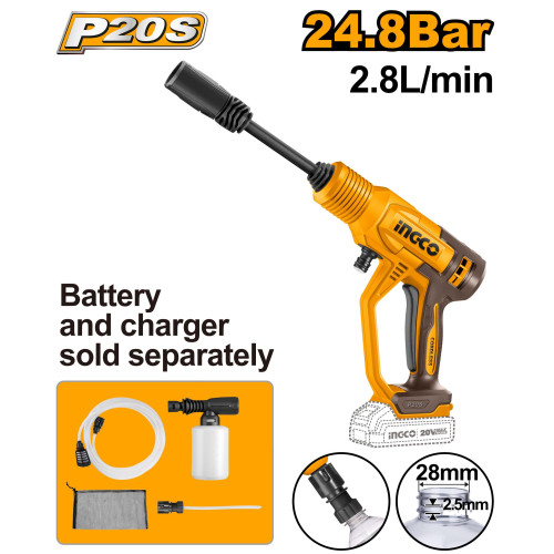 Аккумуляторная мойка 20В без АКБ и ЗУ SUPER INGCO CPWLI2036