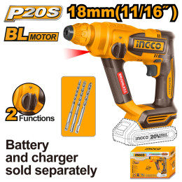 Аккумуляторный перфоратор 20В 1.8Дж без АКБ и ЗУ SUPER INGCO CRHLI20188 INDUSTRIAL