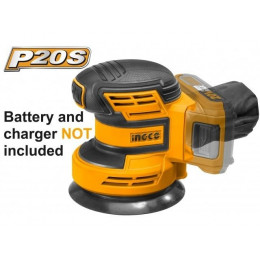 Аккумуляторная эксцентриковая шлифмашина 125 мм. 20B, без АКБ и ЗУ INGCO CROSLI2001