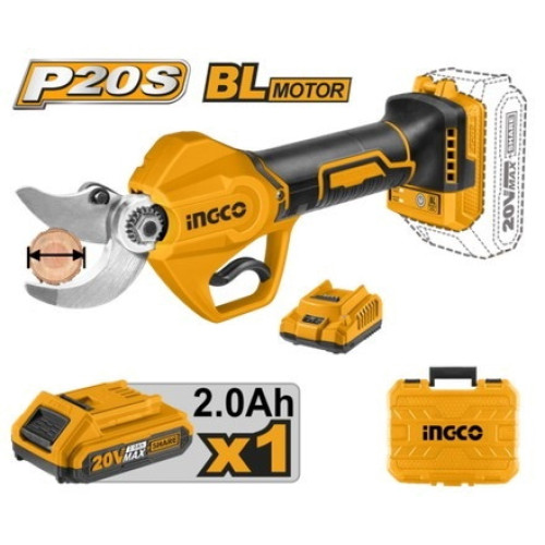 Аккумуляторный секатор 20B 1хАКБ 2Ач, и ЗУ INGCO CSSLI202581 INDUSTRIAL