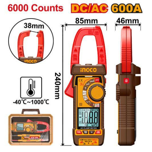 Мультиметр-клещи цифровые INGCO DCM66002 INDUSTRIAL