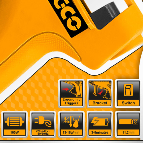 Клеевой пистолет 100 Вт INGCO GG6008